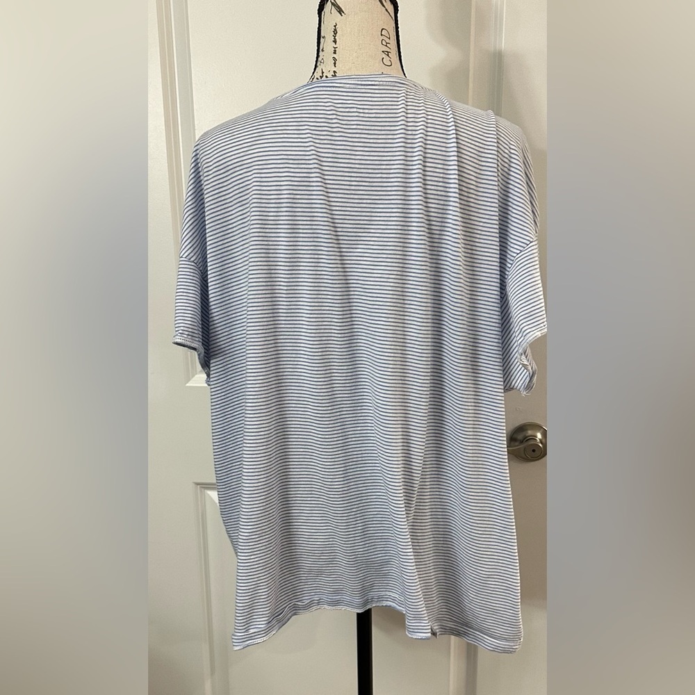 💙 Terra & Sky Women’s Crewneck Tee – Oxford Blue Stripe, Plus Size 1X  💙 - Picture 5 of 12